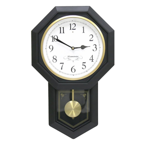 Horloge murale noire avec <span class=keywords><strong>pendule</strong></span> oscillant, sonnerie de Westminster à quartz, arrêt automatique la nuit, cadran facile à lire pour salon et <span class=keywords><strong>cuisine</strong></span> - Product Image 1