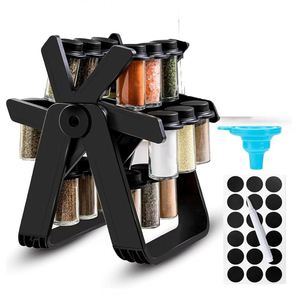 Hot Sale Multifunctional Rotating <b>Spice</b> Rack With 18 Glass <b>Jars</b> Revolving Bottle Organizer - Seasoning Organize Set for Kitchen - Product Image 1