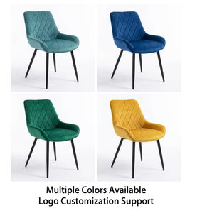 Sillón de Comedor Moderno de Terciopelo con Respaldo Confortable y Patas de Metal - Silla de Comedor Decorativa para el Hogar, Gimnasio, Sala de Estar - Product Image 5