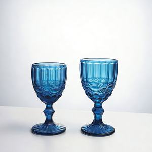 Calici in Vetro Colorato Goffrato <span class=keywords><strong>Vintage</strong></span>, <span class=keywords><strong>Bicchieri</strong></span> da Vino Classici a Forma di Diamante Multicolore 250-350ml per Casa, Feste e Matrimoni - Product Image 4