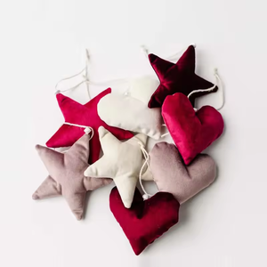 Décoration de Noël en velours en forme de cœur à suspendre, motif étoile, 10x10cm, pour arbre de Noël, vente en gros - Product Image 6