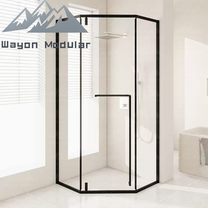 Mampara de Ducha Moderna de Lujo Wayon con Marco Negro en Forma de Diamante y Vidrio Templado Fácil de Limpiar para Baño de Casa y Hotel - Product Image 1