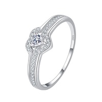 Bagues ou alliances tendance en argent sterling 925 de luxe pour femmes, plaquées platine, double cœur en zircon, BD0414
