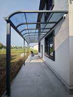 Auvent de terrasse Chuangzhuo CZ006 moderne en alliage d'aluminium imperméable avec toile enduite de PC, résistant au vent, pour patio, balcon, protection contre la pluie