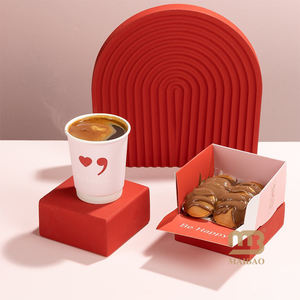 カスタムピンクのテイクアウト用スイーツ・クッキー・デザートボックス、チョコレート・ペストリー・ベーカリーの集まり用紙製パッケージ（持ち手付き） - Product Image 6