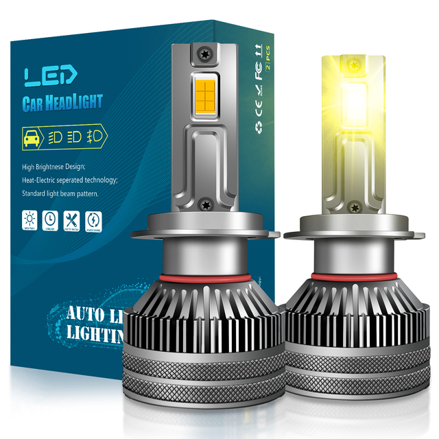 High Power Led Headlight Bulb H7 H1 H4 3000K Led Projector Lens for 12V Car H11 9005 9006 PSX24W PSX26W Golden Yellow Fog Light