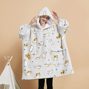 Áo Khoác Có Mũ Trùm Đầu Một Cỡ Từ Nhà Máy Trung Quốc Áo Hoodie <span class=keywords><strong>Sherpa</strong></span> Áo Nỉ Cho Bán Buôn Áo Khoác Có Mũ Trùm Chăn Ngoại Cỡ Mờ Tùy Chỉnh - Product Image 6