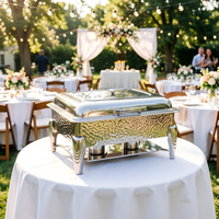 Ensemble de réchauds de buffet commerciaux 9L, réchaud martelé avec couvercle en verre transparent pour service de plats chauds lors de mariages et banquets