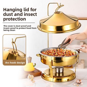 FLEY - Olla Redonda de Acero Inoxidable con Aislamiento Térmico para Buffet, <span class=keywords><strong>Hotel</strong></span>, Comercial, Dorada, Colgante, 4.5L/9.0L - Product Image 1