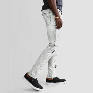 Jeans de Diseñador Personalizados para <span class=keywords><strong>Hombre</strong></span>, Lavado a Mano con Efecto Desgastado, Bolsillos Traseros con Piezas, Lavado Blanco Fácil, Ajuste Superelástico, Jeans de Mezclilla - Product Image 3