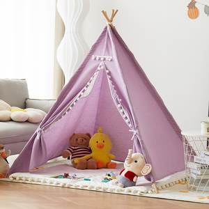 Tente de jeu intérieure pour enfants avec logo personnalisable, en toile, type <span class=keywords><strong>tipi</strong></span>, avec poteaux en bois, pour commande en gros, tente de jeu pour enfants - Product Image 5