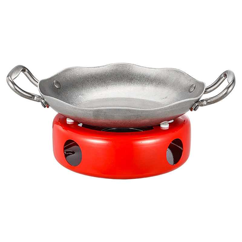 Hacer viejos bordes de la hoja de loto, olla seca, plana roja