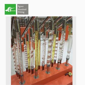 中国サプライヤーメーカーの近代的なステンレス鋼クリスタルアクリル階段手すり柱付き屋外用 - Product Image 2