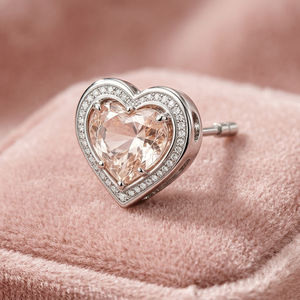 Heart Shape Morganite <b>Stud</b> <b>Earrings</b> 925 <b>Silver</b> Bezel Setting Romantic Women's Jewelry Engagement Gift - Product Image 3
