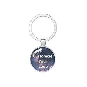 Porte-clés en alliage personnalisé avec logo Diamond Rhythm, pendentif rond en verre argenté de 2,5 cm, cadeau personnel pour hommes et femmes, accessoire tendance - Product Image 1