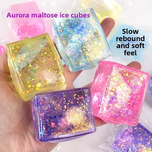 Creative Maltose Filled Tofu Squishy Soft Glittery Stress <b>Ball</b> Decompression Sensory Toy Colorful Jelly Squeeze Toy Wholesale - Product Image 3