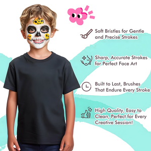 Pinceaux de peinture acrylique personnalisés en poils synthétiques de qualité supérieure Fontainebleau, pinceaux plats, angulaires et ronds pour le maquillage du visage, 7 pièces/ensemble - Product Image 4