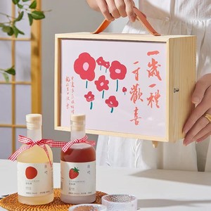 Caja de regalo de madera para vino y frutas, rectangular, portátil, para embalaje de bodas y cumpleaños, caja de madera artesanal de 1 cm de grosor YC-55849652 - Product Image 1