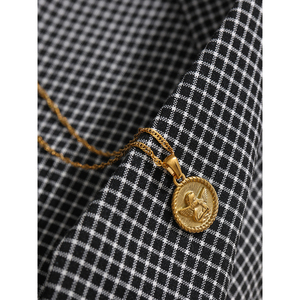 JINYOU-<span class=keywords><strong>Collar</strong></span> con colgante de Ángel de acero inoxidable, <span class=keywords><strong>Collar</strong></span> redondo de 18K de Color dorado de alta calidad, 2029 - Product Image 5