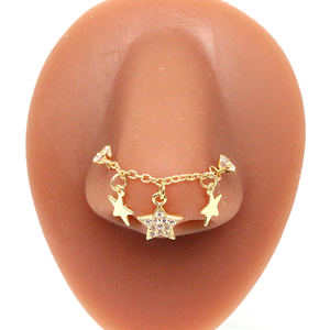Anneau de nez en chaîne papillon Gaby, nouveau design, en gros pour femmes, <span class=keywords><strong>piercing</strong></span>, pont de nez étoile papillon, <span class=keywords><strong>bijoux</strong></span> de nez en gros avec chaîne - Product Image 4