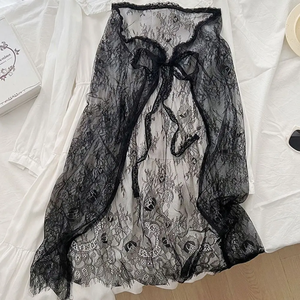 Jupe en dentelle superposée à taille haute unique, style streetwear, transparente, à nouer, style Y2k, jupe enveloppante pour fille - Product Image 4