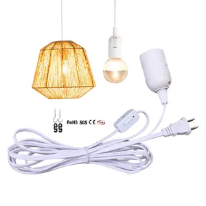 Personnalisé en gros E26 prise on off interrupteur en ligne suspendu lanterne rallonges câble ac lampe puissance filaire