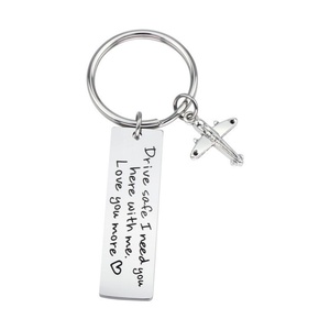Cheap Bulk Gifts 316L Stainless Steel Silver Jewelry Drive Safe Keyring Airplane Link <b>Key</b> <b>Chain</b> Personalize - Product Image 5