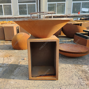 Wholesale Custom <b>Large</b> <b>BBQ</b> Grill with Folding Grids Garden Fire Pits Wood Burning <b>Charcoal</b> Fuel Made Durable Metal Corten Steel - Product Image 6