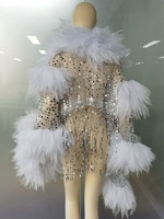 Veste ample à sequins transparents et à volants sexy, veste à franges pour club, tenue de scène pour DJ, tenue de danseuse, vêtements de strip-teaseuse