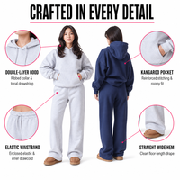 Ensemble de survêtement en molleton de coton 400 g/m² pour femme, coupe oversize, comprenant un sweat à capuche et un pantalon de jogging, personnalisable, style streetwear, fabrication OEM ODM
