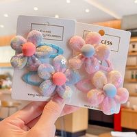 Barrette à cheveux en tissu à fleurs pailletées pour enfants, accessoires mignons pour filles, barrette BB pour filles