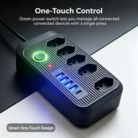 Stop Kontak Standar OEM Brasil 5 Outlet AC NBR14136 dengan 4 USB-A dan 1 Port Type-C, Soket Ekstensi dengan Saklar Nyala/Mati Berlampu
