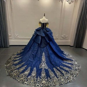 Vestido de Quinceañera Azul Marino y Dorado Wx238, Vestido de Fiesta con Cuentas, Vestido de 16 Años, Vestidos de 15 Años Jancember - Product Image 5