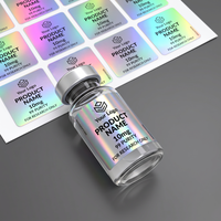Étiquettes de flacons holographiques personnalisées Autocollant en vinyle imperméable pour flacon en verre de 3 ml 5 ml 10 ml