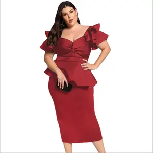 Elegant Ladies Plus Sizes XL to 5XL Fish Tail Two Pieces Dress