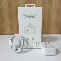 Adaptateur secteur 40W dynamique 60W max, câble tressé USB-C vers USB-C 60W, chargeur USB-C PD 40W pour iPhone, adaptateur USB-C UE US UK