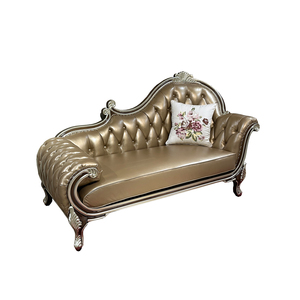 <span class=keywords><strong>Chaise</strong></span> <span class=keywords><strong>Longue</strong></span> de Madera Maciza Francesa con Tapicería de Cuero, Mueble de Lujo Europeo Tallado para Villa, Silla Escultórica para Sala de Estar Elegante - Product Image 6