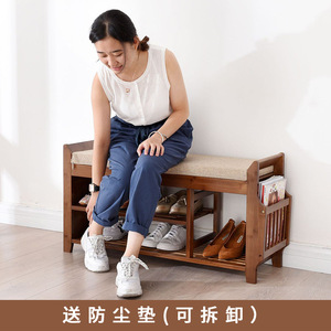 Bamboo Shoe <b>Bench</b> With Cushion 60Cm 80Cm 100Cm Storage For Entryway Scandinavian Style - Product Image 2