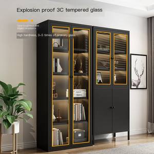 Estantería <span class=keywords><strong>de</strong></span> Arte <span class=keywords><strong>de</strong></span> hierro personalizada para niños, armario <span class=keywords><strong>de</strong></span> almacenamiento <span class=keywords><strong>de</strong></span> <span class=keywords><strong>pared</strong></span> simple con puerta <span class=keywords><strong>de</strong></span> vidrio, <span class=keywords><strong>de</strong></span> suelo a techo - Product Image 3