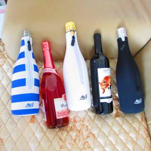 White Zipper Closure 750ml Custom Single Neoprene <b>Wine</b> Bottle Cooler champagne Holder Cover for Promotion - Product Image 4