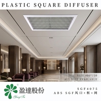 Diffuseur carré en plastique ABS SGF4075 400x750mm, grille de retour d'air CVC avec cadre extérieur et maille filtrante