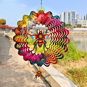 Espiral Metálico Decorativo de Jardín con Forma de Flamenco de 12 Pulgadas, Colorido, con Flores y Abejas, Rectangular, para Decoración de Patio y Jardín - Product Image 4