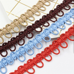 Cinta elástica de poliéster azul de 1.7 cm de ancho con hebilla de botón para oreja, cordón de goma con cierre para cuellos de piel, bolsos y ropa - Product Image 1