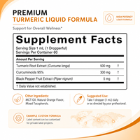 Fabricant de compléments alimentaires en marque blanche : Gouttes de curcuma et curcumine, formule personnalisée, huile MCT, extrait de poivre noir (OEM/ODM)