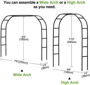 Arche <span class=keywords><strong>de</strong></span> jardin en acier, 7'8 "<span class=keywords><strong>de</strong></span> haut x 4'5" <span class=keywords><strong>de</strong></span> large, <span class=keywords><strong>tonnelle</strong></span> <span class=keywords><strong>de</strong></span> jardin pour diverses plantes grimpantes, jardin extérieur, pelouse, arrière-cour - Product Image 2