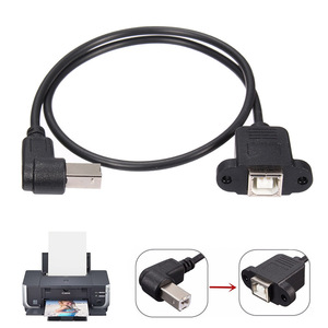 USB B Male To B Female Right Angle Extension <b>Cable</b> 5VDC PVC Shielded <b>Printer</b> Data Connector - Product Image 2