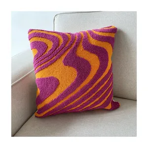 Textiles para el hogar, funda de almohada decorativa Bohemia con ondas coloridas, Fundas de cojín hechas a mano