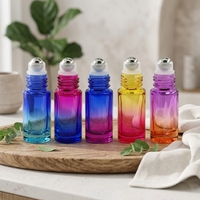 Flacon de parfum en verre personnalisable de luxe, unique, avec bille roll-on pour huile essentielle, 10 ml, bleu cobalt givré