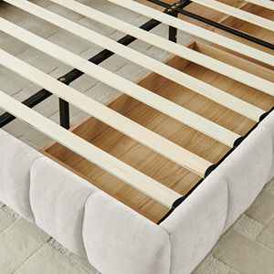 <span class=keywords><strong>Letto</strong></span> Imbottito California King Size con Testiera in Tessuto Chenille, Struttura Solida, <span class=keywords><strong>Cassetto</strong></span> e Divano <span class=keywords><strong>Letto</strong></span> Beige con Vano Contenitore - Product Image 4