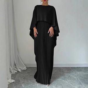 Conjunto <span class=keywords><strong>de</strong></span> <span class=keywords><strong>Vestido</strong></span> <span class=keywords><strong>Largo</strong></span> Plisado Elegante <span class=keywords><strong>de</strong></span> Color Rojo Sólido con Mangas Largas, 2 Piezas, para Mujer, para Fiestas y Cenas - Product Image 4